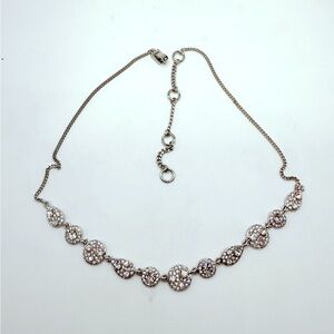 Givenchy silvertone 2000s crystal pave link necklace signed designer jewelry 15+